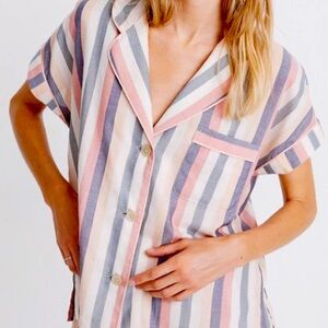 Madewell | Womans Flannel Pajama Top In Lonnie Stripe | size small | Top only